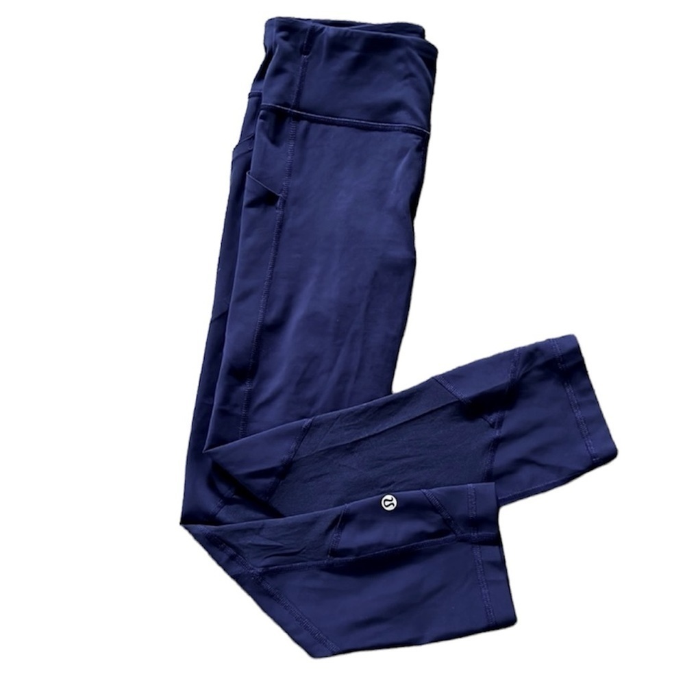 LULULEMON Womens Navy Blue Pace Rival Crop 22 work out legging - Size 4 - Picture 1 of 8